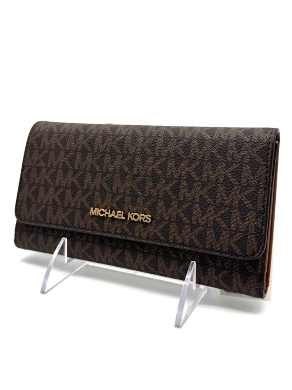 Michael Kors Large Trifold Wallet Brown Signature